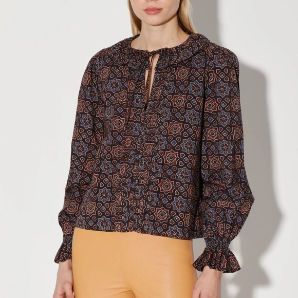 Blouse Walter Baker NANIELLE - Mauve Lilas, Manches Bishop - Taille M Neuve Avec étiquette